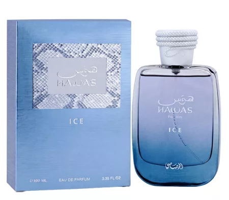 Rasasi Hawas Ice For Men EDP 100ml férfi parfüm kék üvegben és szálcsiszolt dobozzal - Rasasi parfüm nagyker