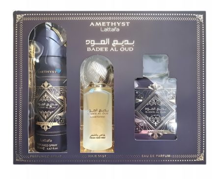 Lattafa Badee Al Oud Amethyst EDP 100ml + parfüm dezodor 200ml + hajpermet spray 50ml