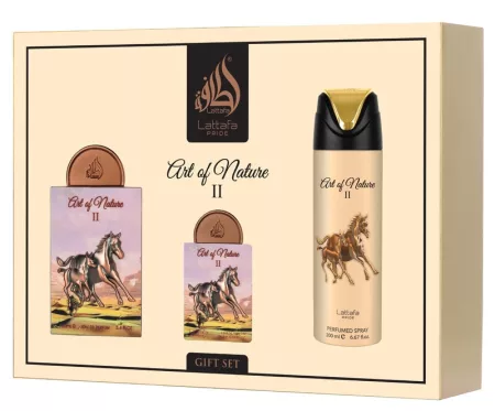 Lattafa Pride Art of Nature II 4 részes ajándékszett EDP 100ml, 20ml, dezodor és Travalo fújóka - Lattafa parfüm nagyker
