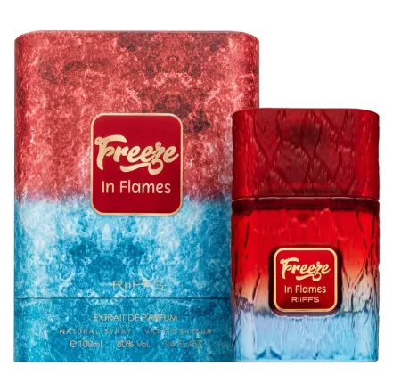 Riiffs Freeze in Flames Extrait de Parfum 100ml unisex arab parfüm piros-kék színátmenetes üvegben és dobozzal - Riiffs parfüm nagyker
