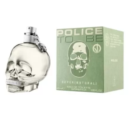 Police To Be Super Natural EDT 40ml uniszex parfüm átlátszó koponya alakú üvegben zöld dobozzal - Police parfüm nagyker