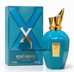 Iscents X Velvet Embrace EDP 100ml türkizkék üveges parfüm arany kupakkal és dobozzal - Iscents parfüm nagyker